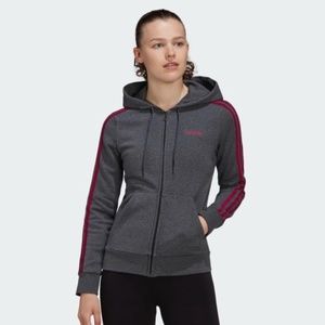 New Women's Adidas 3 Stripes Fleece Zip Up Hoodie